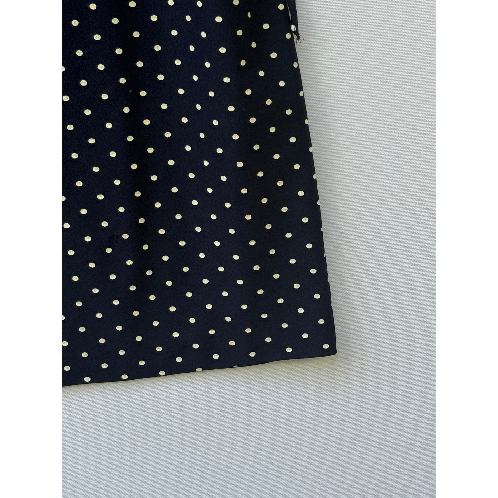 Jenny Women 10 Dress Vintage Navy Polka Dot Faux Wrap Rockabilly Office Nautical