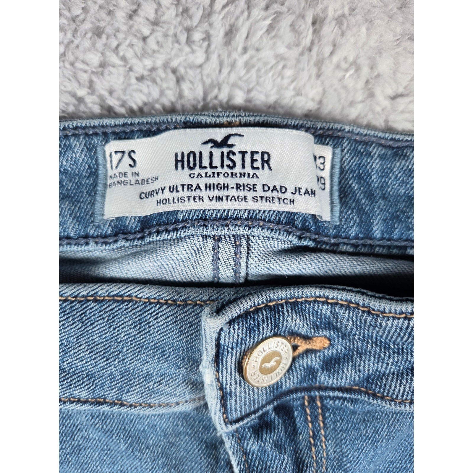Hollister 17S 33×29 Curvy Ultra High Rise Dad Jeans Vintage Stretch Light Wash