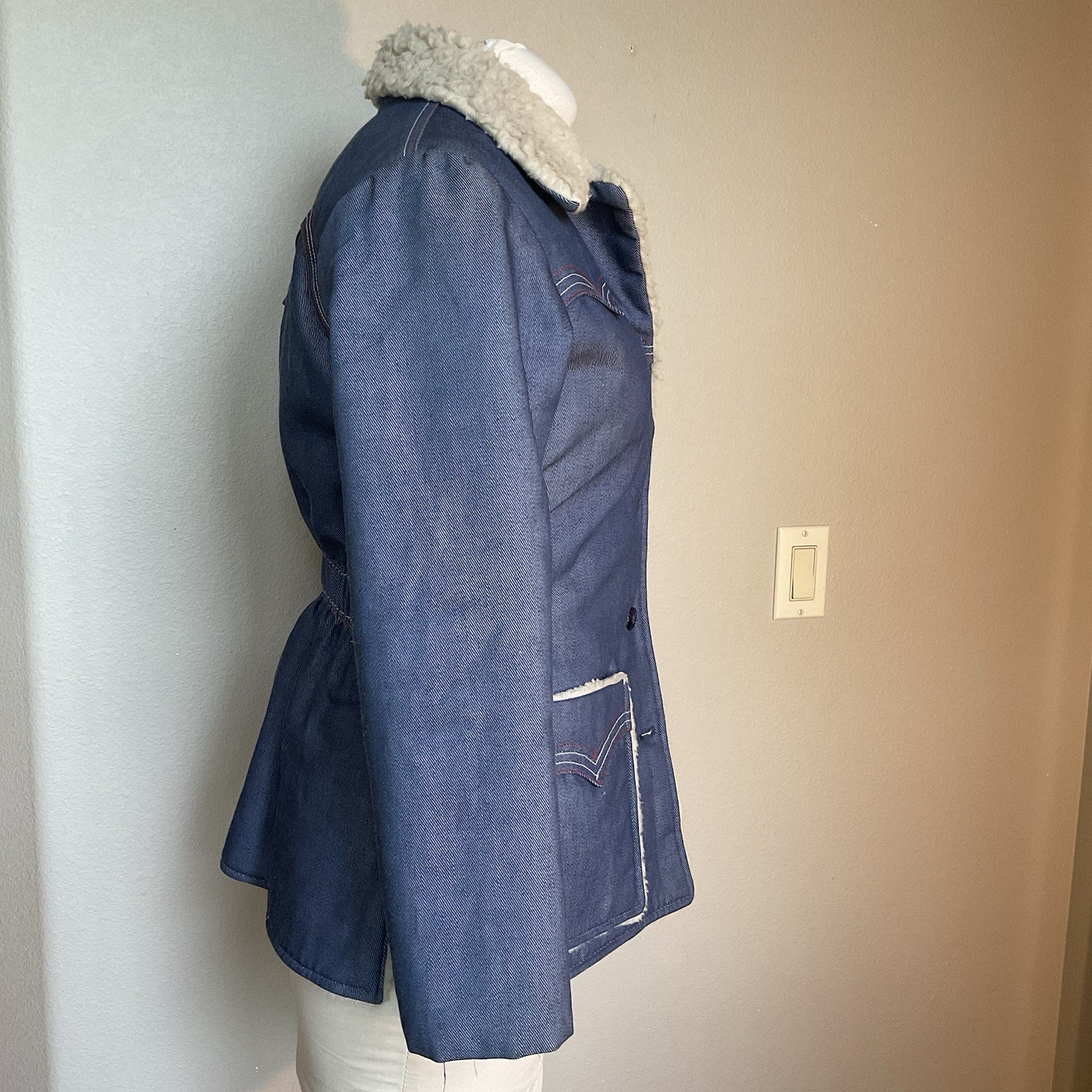 Prior Westerns Denver Womens Vintage Denim And Sheering 1960-1970? Chore Coat