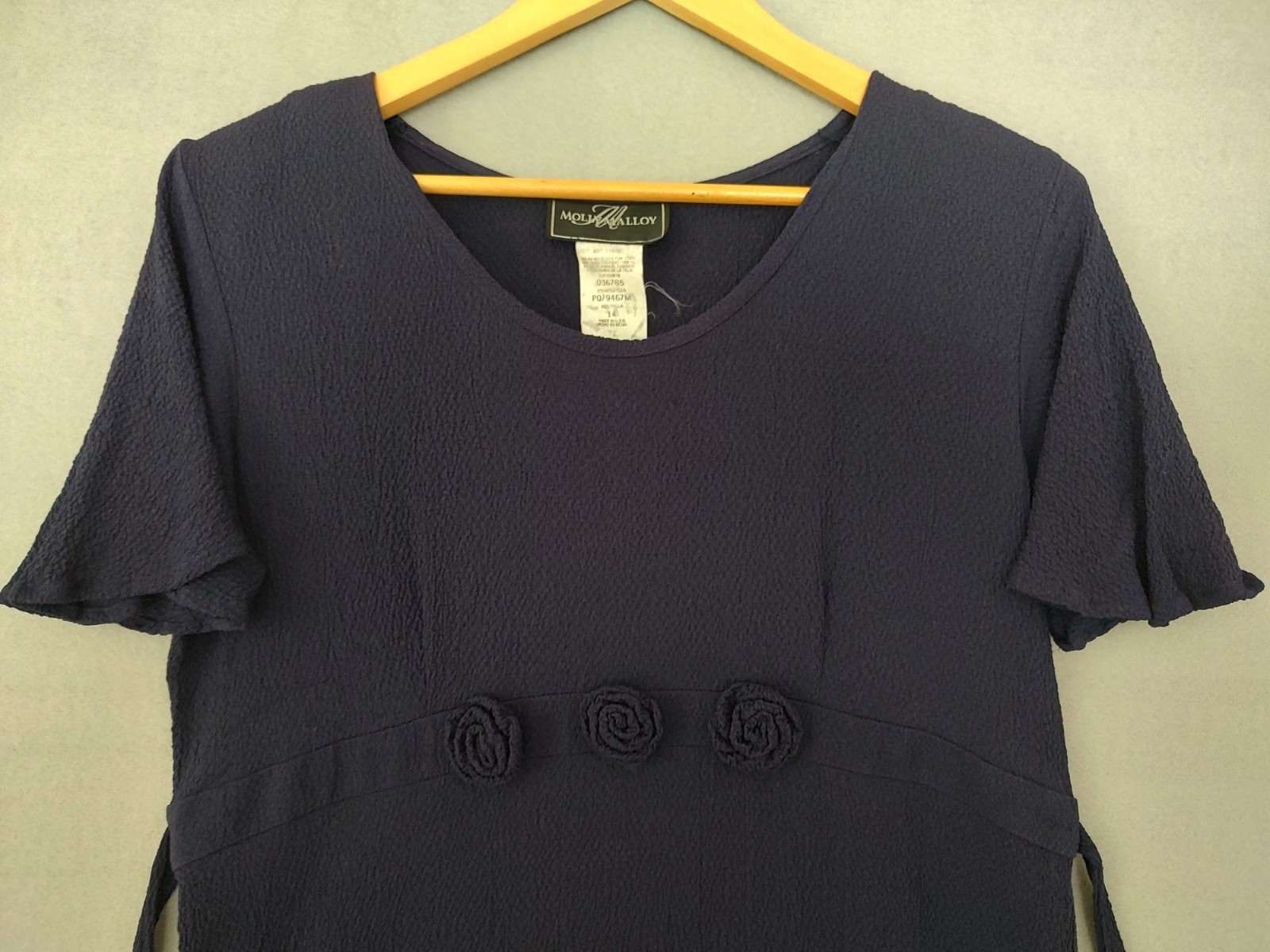 Vintage 80’s Molly Malloy Maxi Dress Navy Blue Size 14 Side Ties