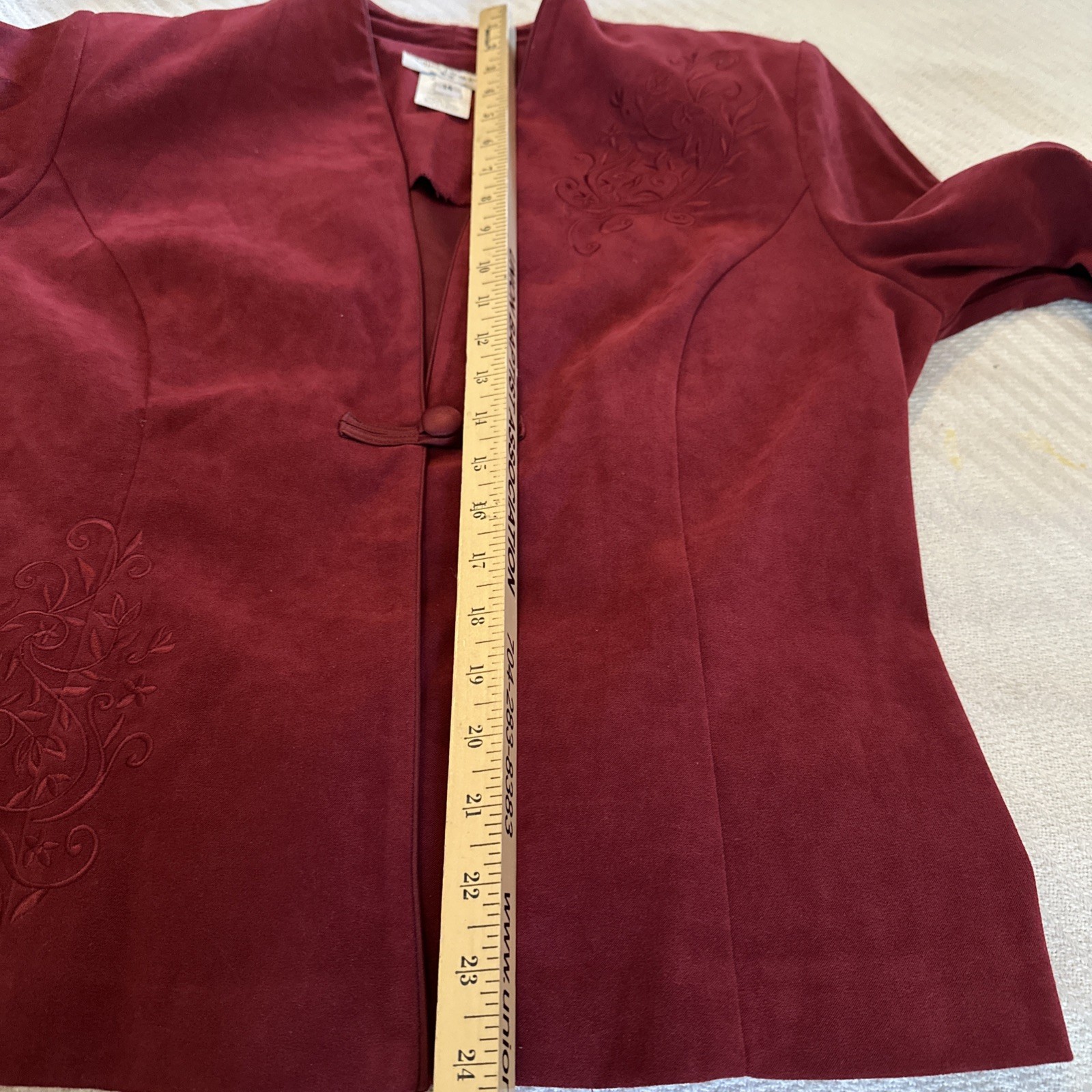 Vtg Miss Dorby Burgundy Wine Velvet 2 Piece Set Dress & Jacket Sz 14 Shoulderpad