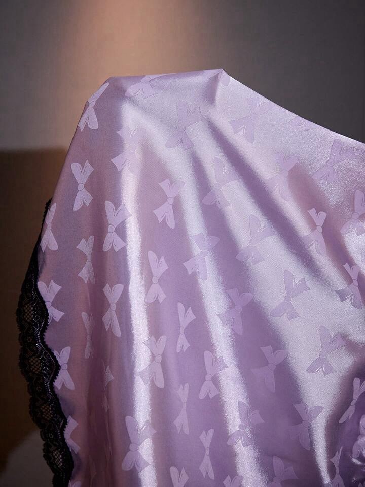 Glossy Bows Print 2nd Skin Satin Babydoll Cami Nightdress Dress Nightgown XL NEW