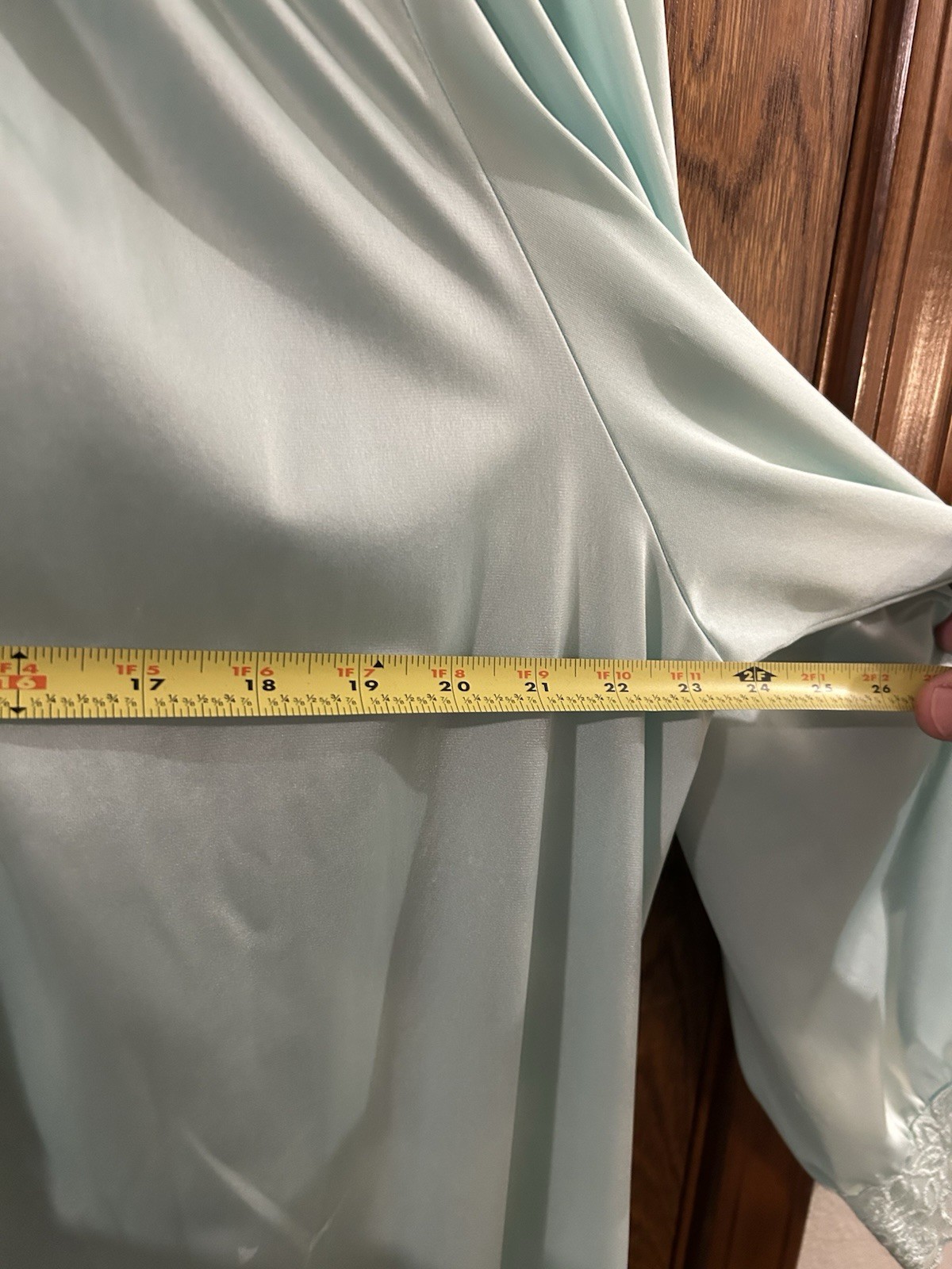 VTG Shadowline Robe Womens 3X Seafoam Lace Trim Long Sleeve Button Front Pockets