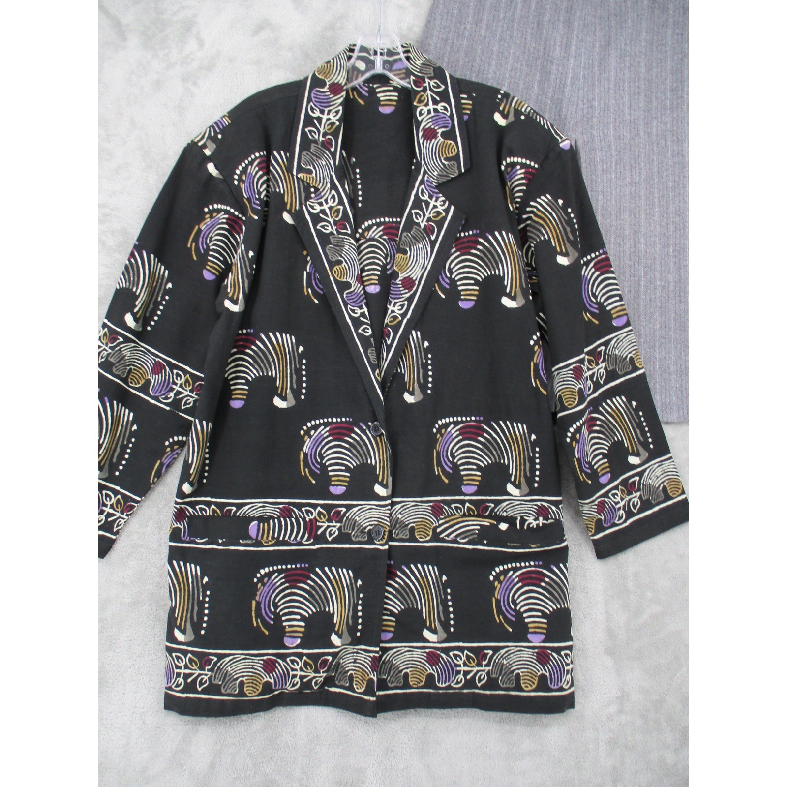 Vintage Skirt Suit Small Zebra Relaxed Artsy Art To Wear Office Union Made Black