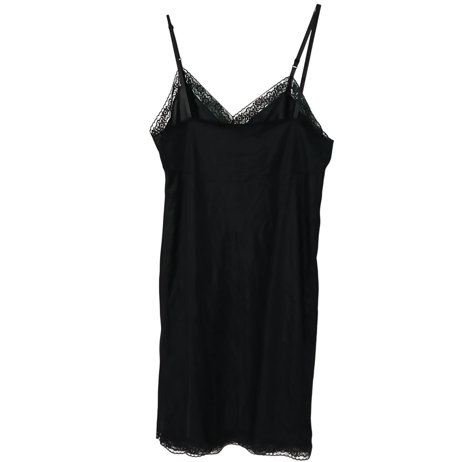 Vanity Fair Black Nylon Full Slip Size 40 Lace Trim Adj Straps Style 10-103 #D42
