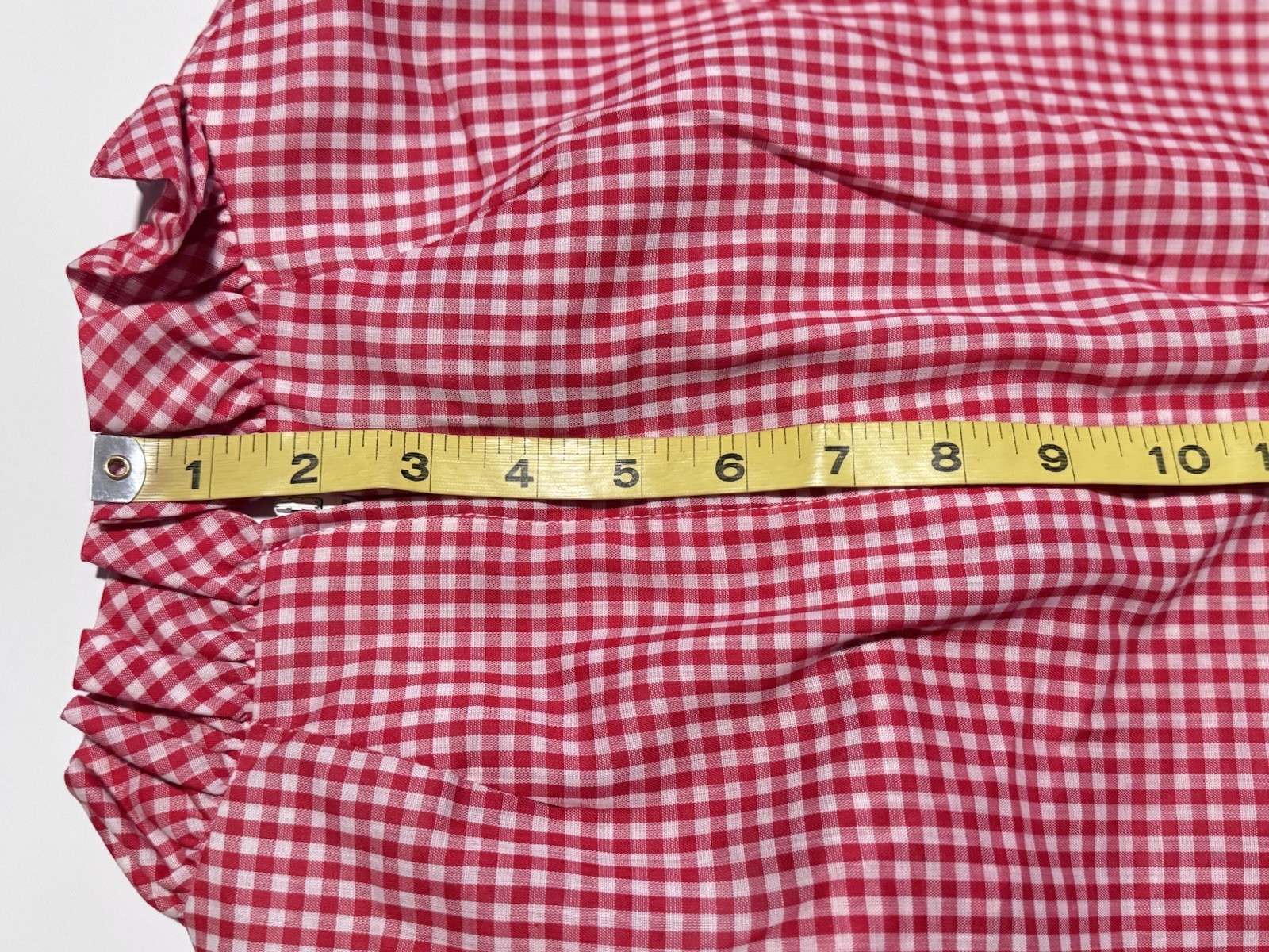Vintage 70’s Caron Gingham Checkered Ruffle Trim Belt Prairie Boho Cottage Dress