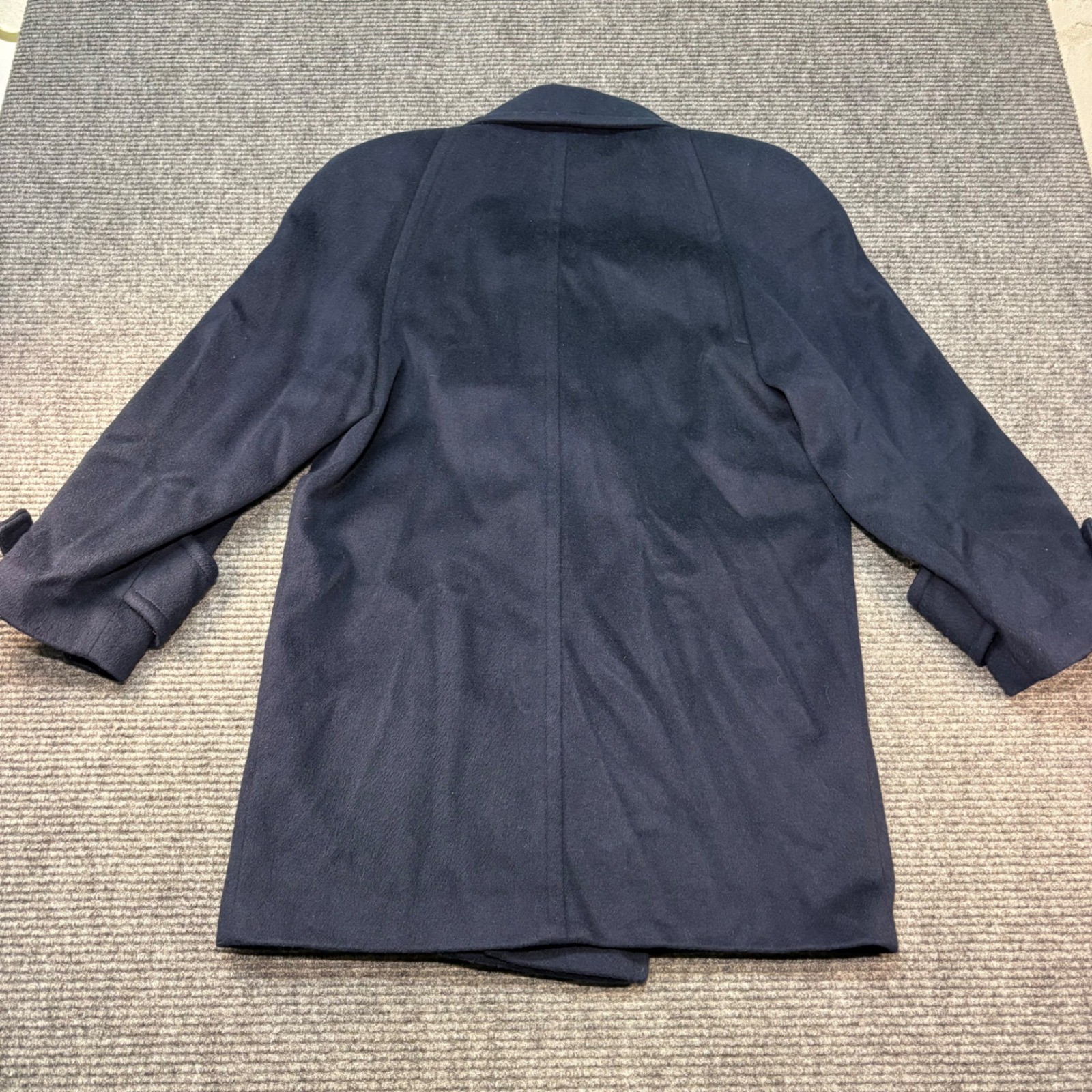 Vintage Alorna Forstmann Navy Wool Blend Pea Coat Made in USA Double Breasted
