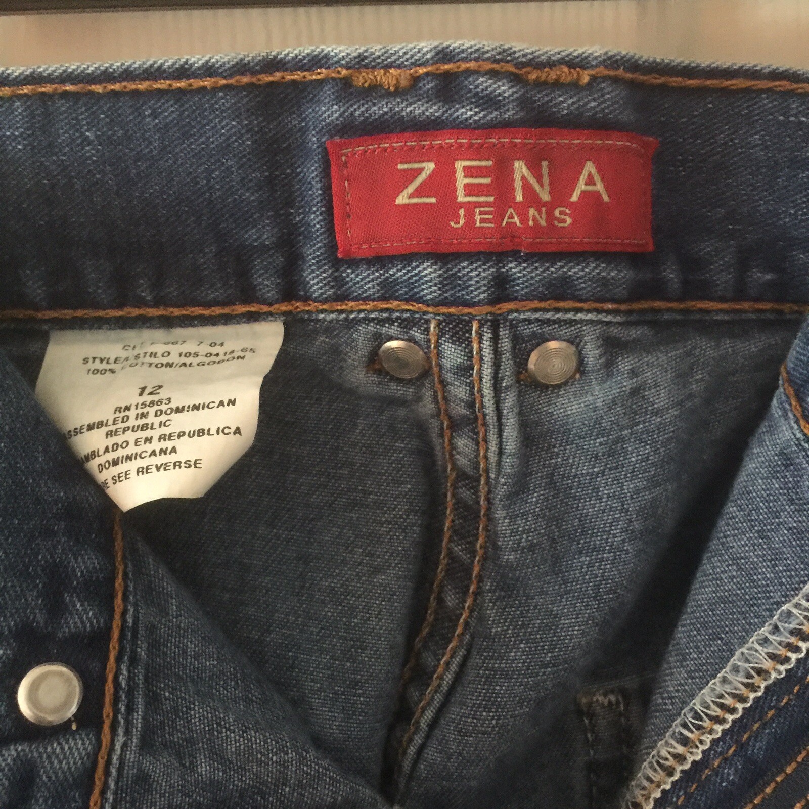 Zena Jeans RN15863 Two Button Waistband-Slight Boot Cut