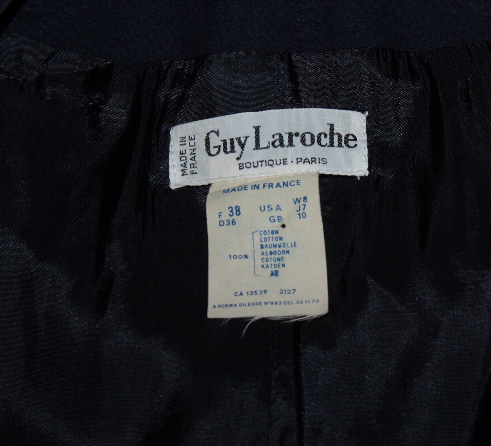 Guy Laroche Sz 38 4/6 Vintage 80s 90s Navy Blue Fitted Blazer Jacket