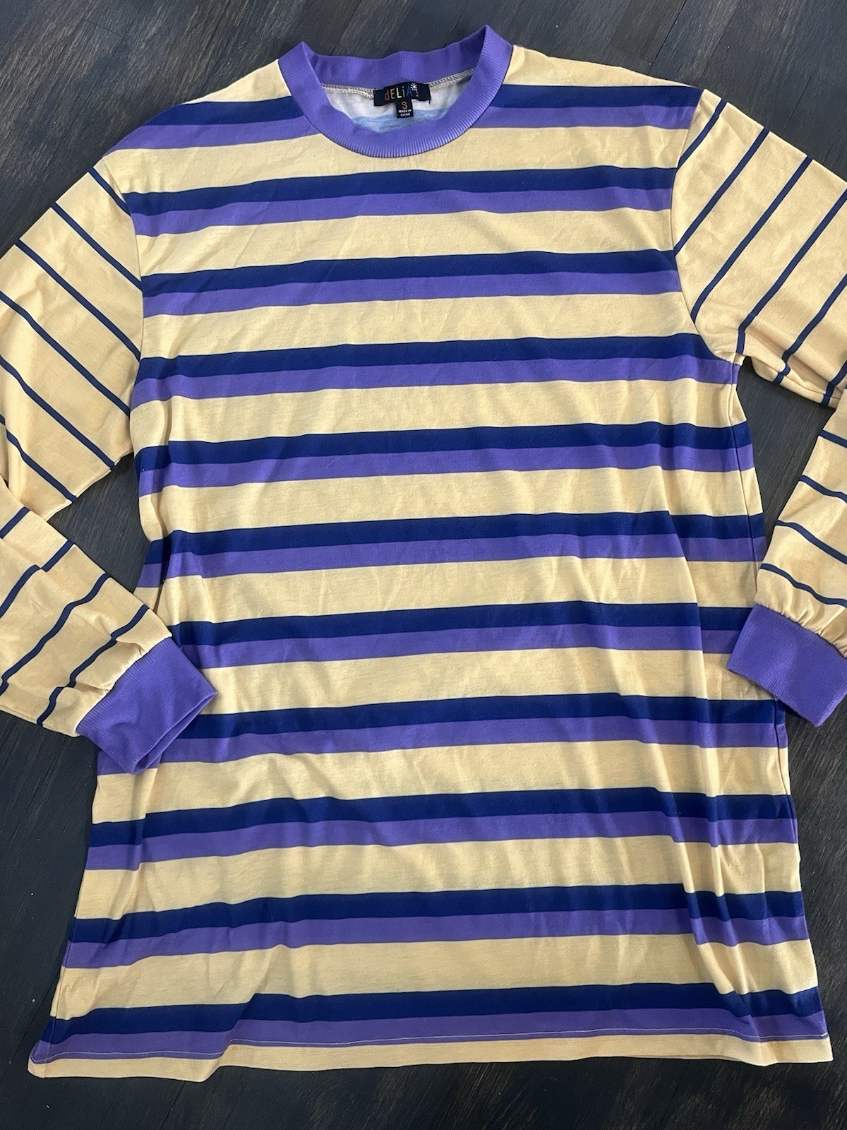 Y2K Vintage dELiA*s Striped Long Sleeve Tunic Women’s Small Purple Yellow