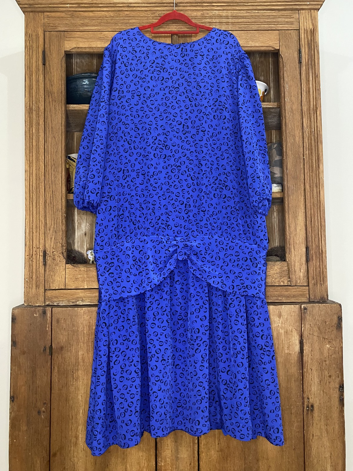 80s Blue Drop-Waist Dress Size 16/18