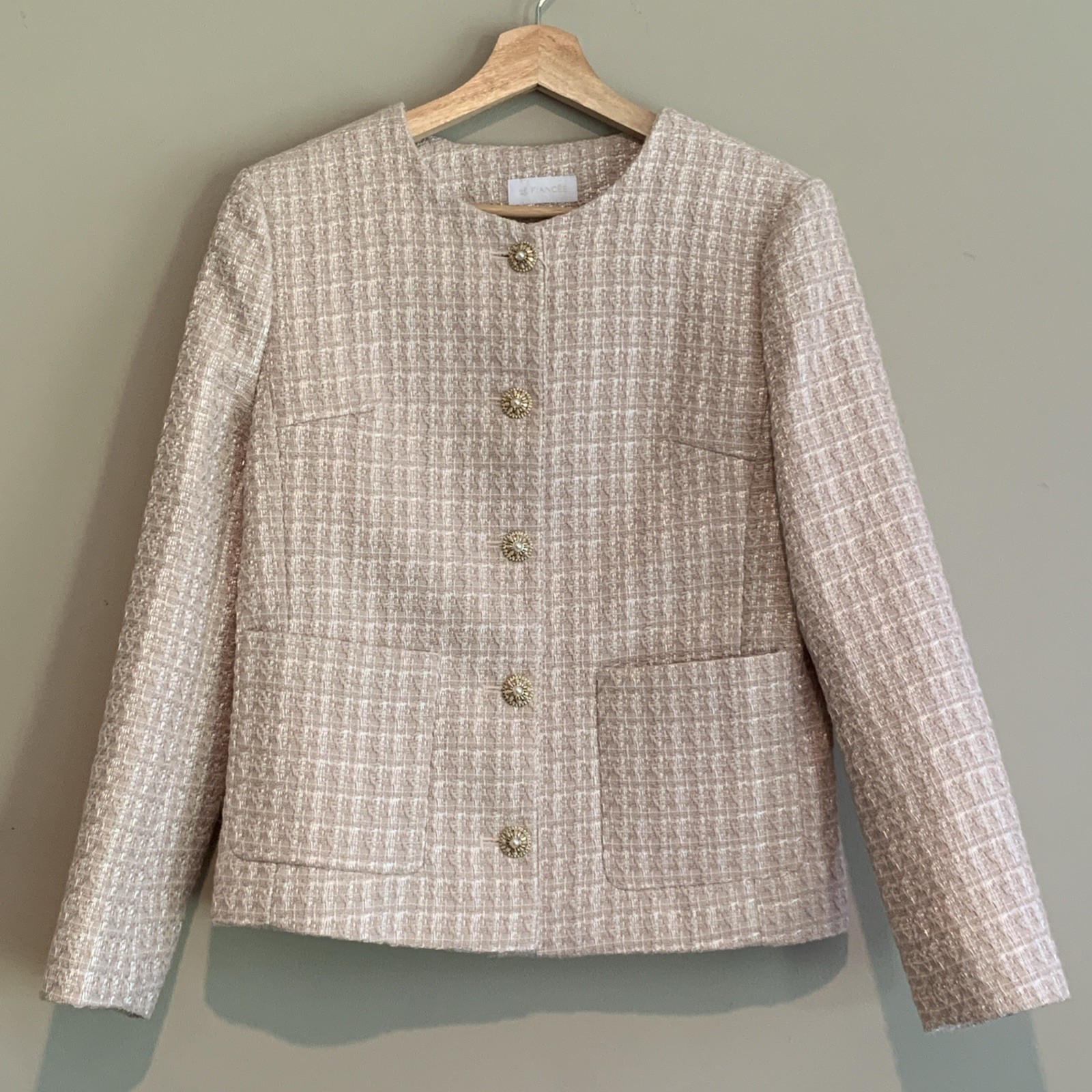 Women’s Pink Tweed Jacket Size S Blazer Career Formal Church Wedding New!!!