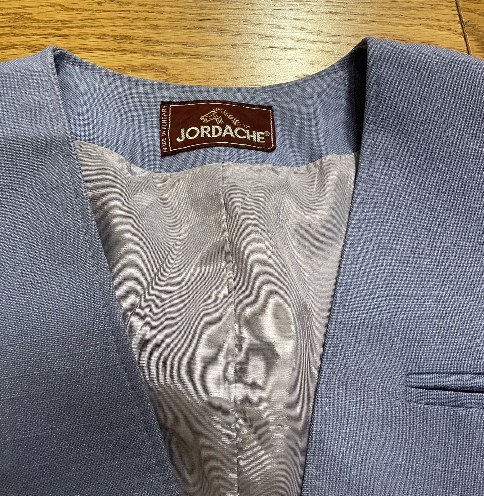 Vintage Jordache Suit Jacket Skirt Set Periwinkle Women Sz 8/9