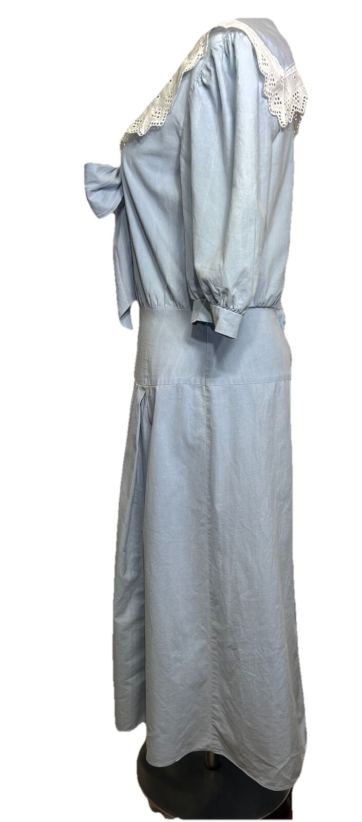 Vtg You Babes II Drop Waist 3/4 Sleeve Eyelet V Neck Prairie Fairy Dress 7