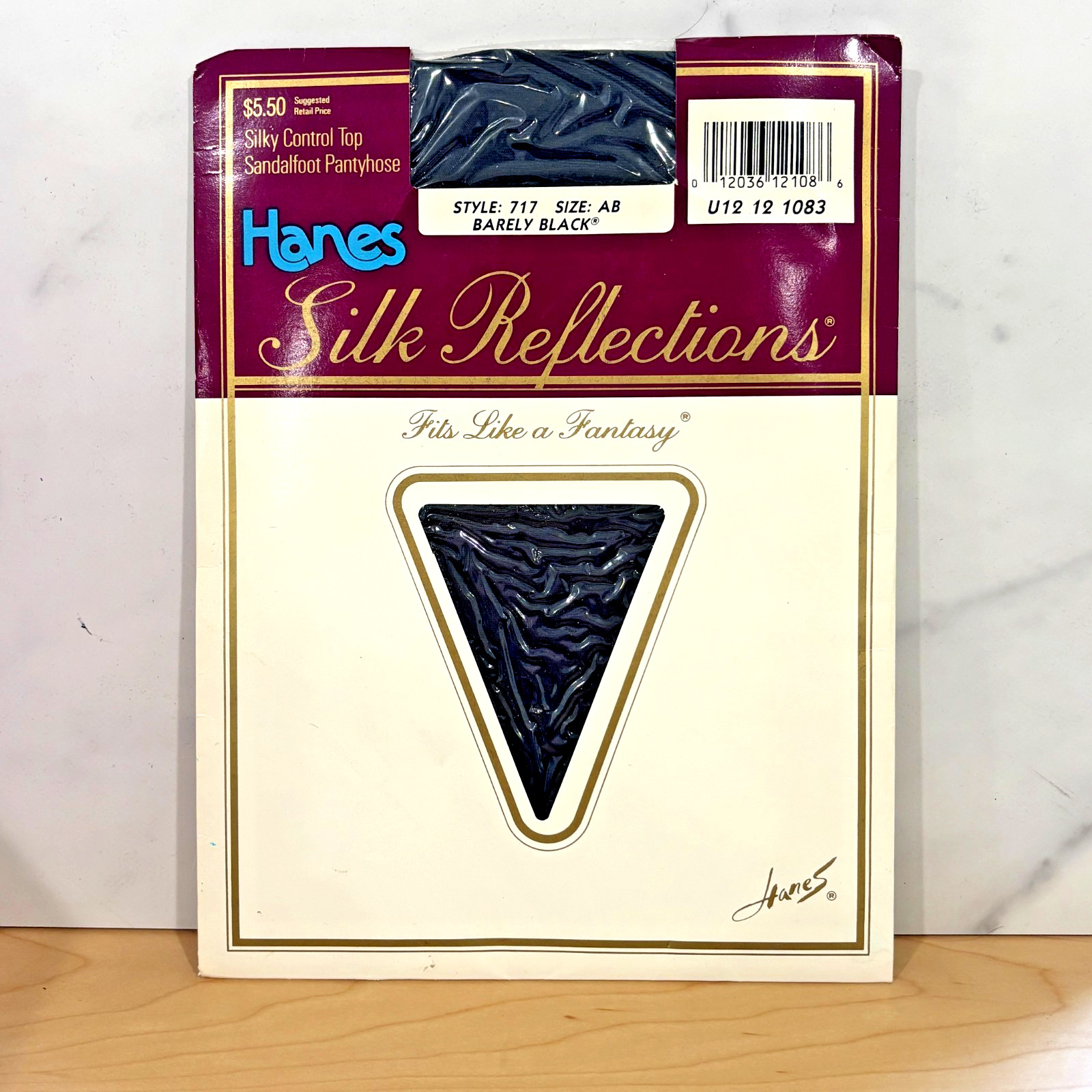 Vintage Hanes Silk Reflections Barely Black Pantyhose Size AB Sandalfoot NOS