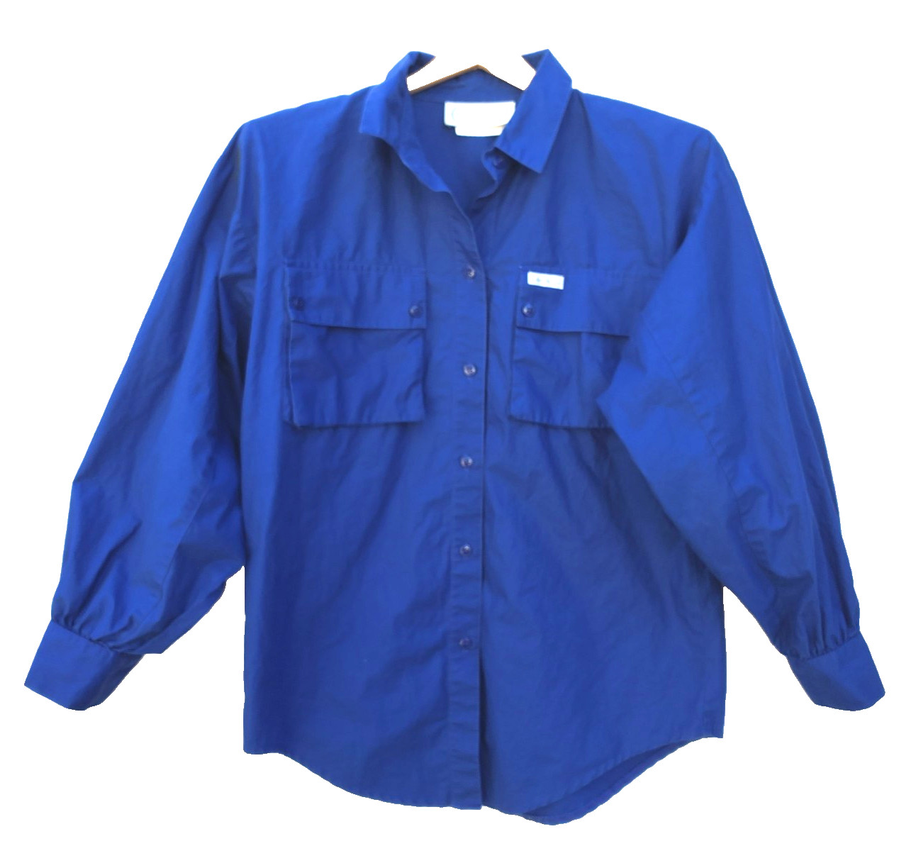 Saint Germain Paris Vintage Womens MEDIUM royal blue Cotton shirt top POCKETS