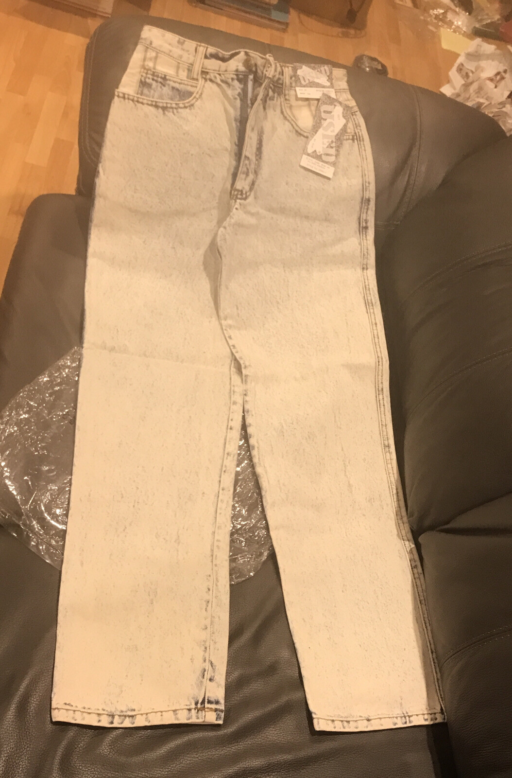 VTG 80s GET USED BY ELIE TAHARI ACID WASH WOMAN DENIM JEANS 28 HONG KONG NIP NOS
