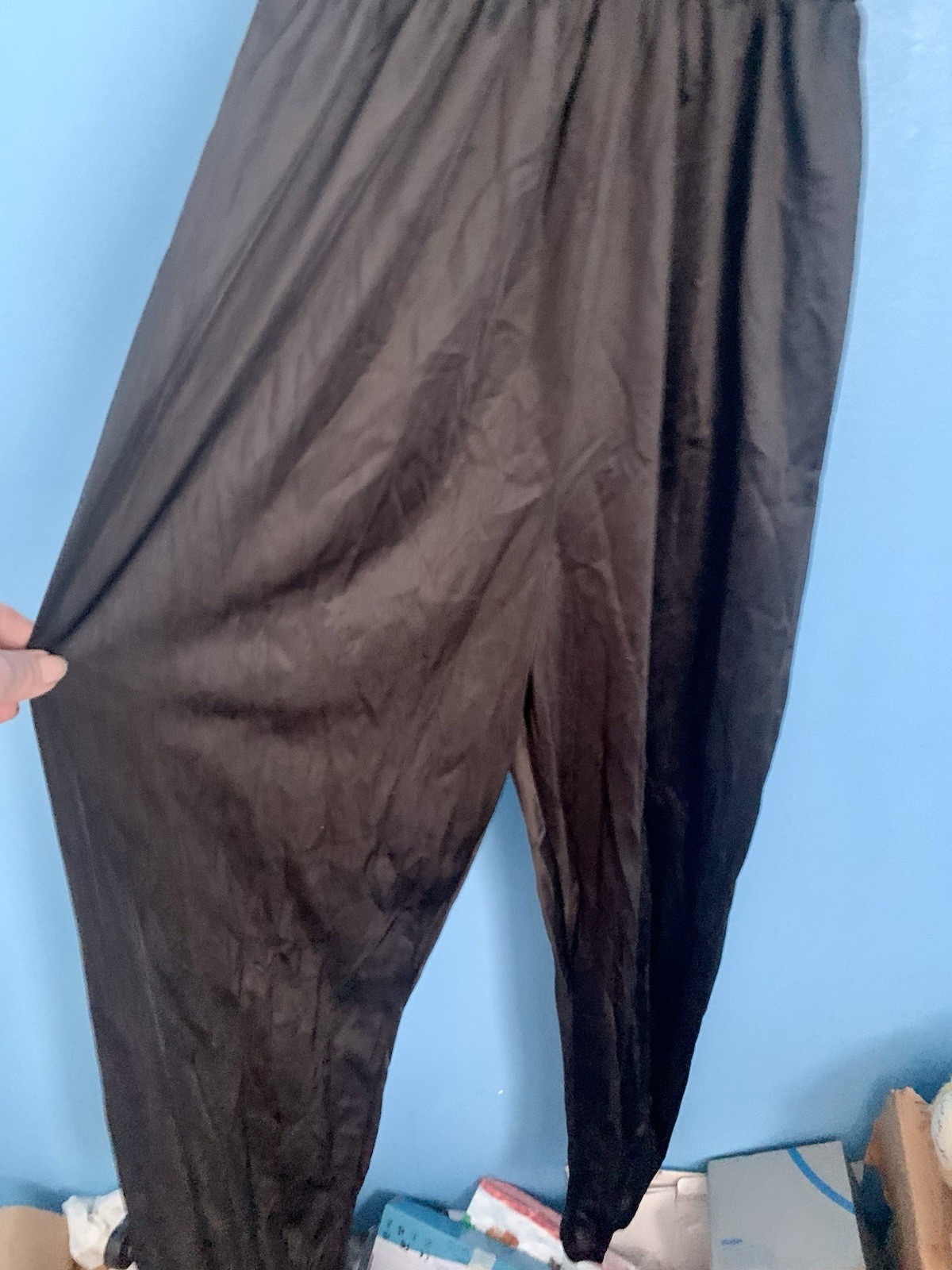 VTG 70’s 80’s Spotlight Co Black Gold One Piece Flowy Pants Lingerie Lace Glam M