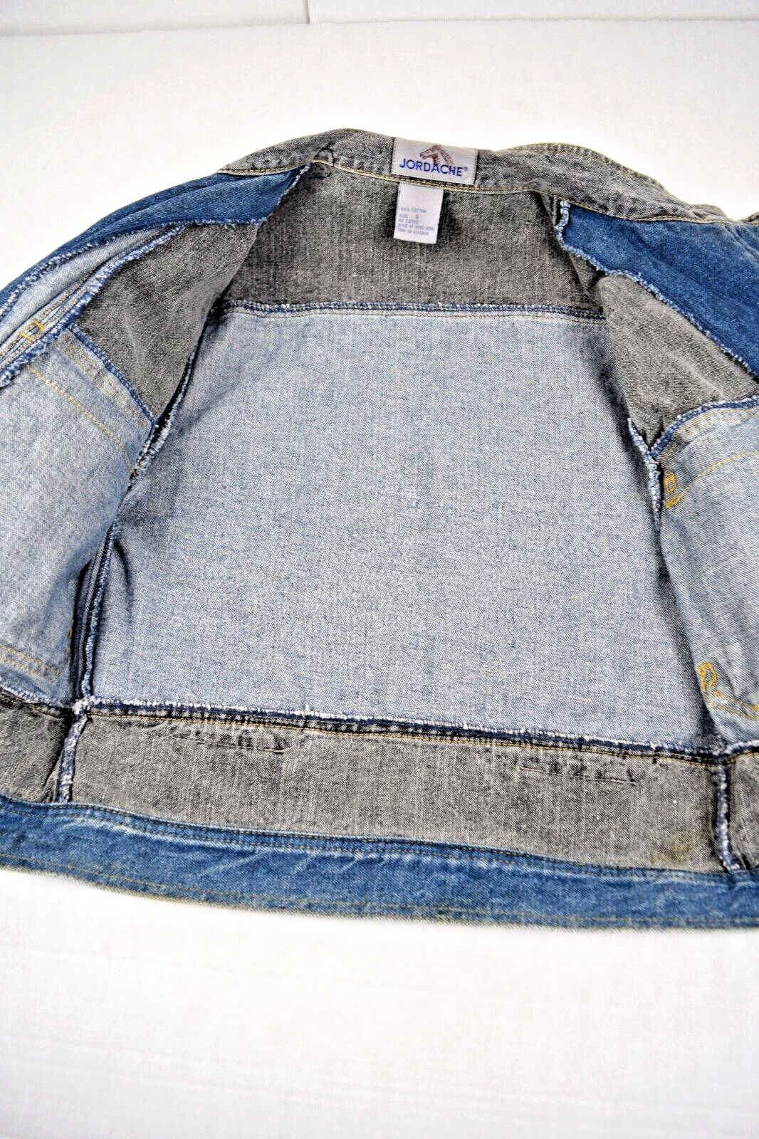 Vintage Jordache Denim Vest Size S/M 80s Belted 2 Tone Blue Wash Gray Denim Yoke