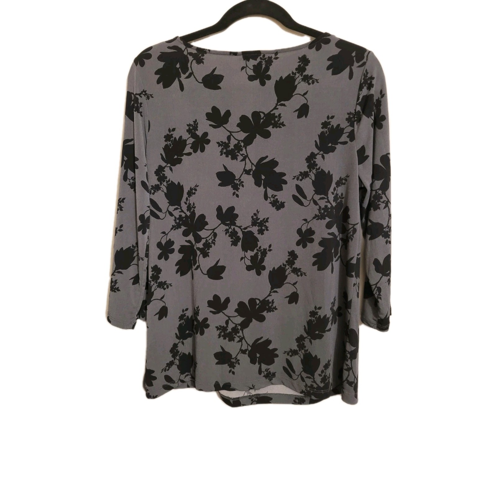 Vintage Liz Claiborne Gray And Black Floral Blouse
