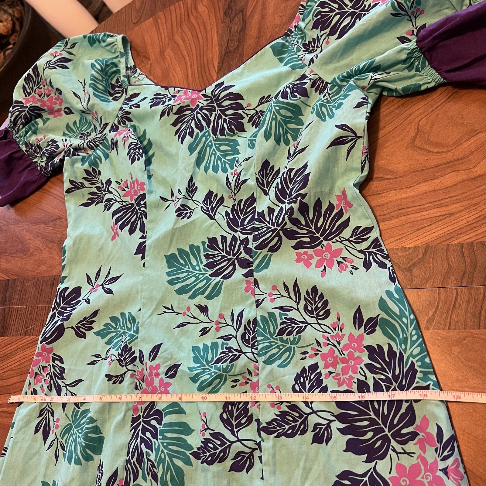 Vintage Naupaka Hawaii 1980s Ruffle Blue Purple Plant Monstera Tropical Womens 9