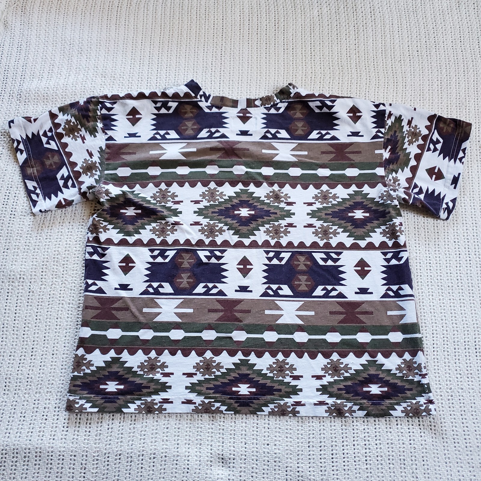 VTG 90s Breaker Jeans Aztec Southwestern Pattern V-Neck T-Shirt Women’s XL