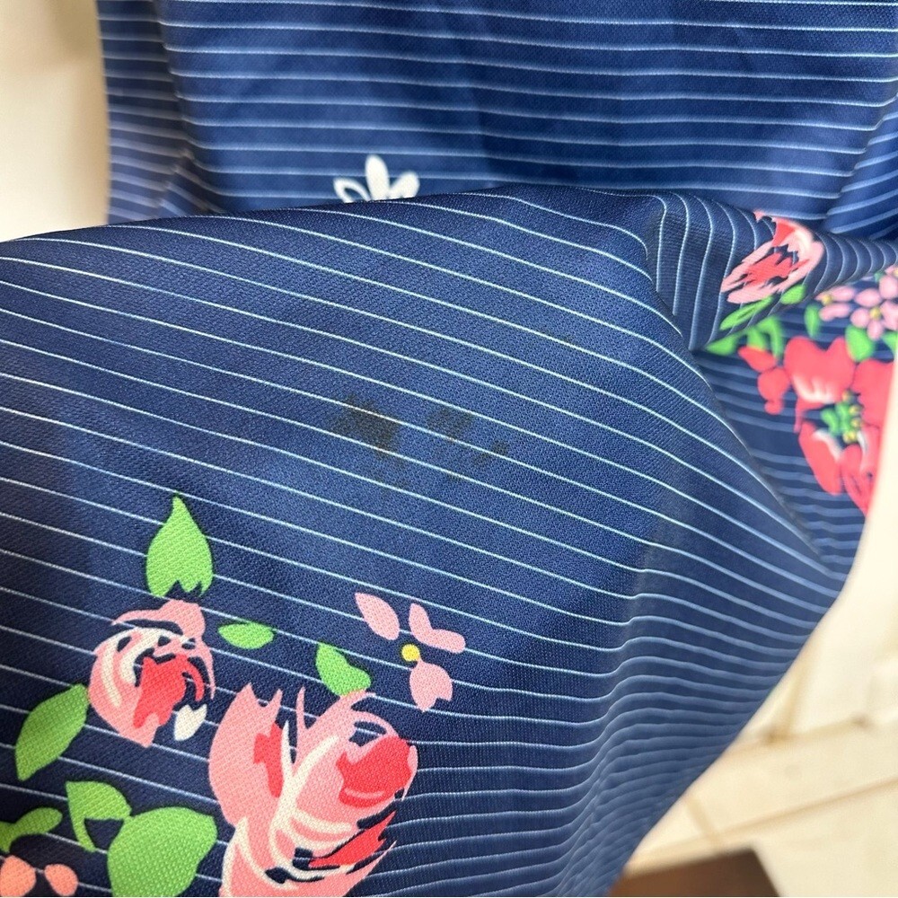 Vintage 70s Floral Striped Retro Belted Button Through Dress