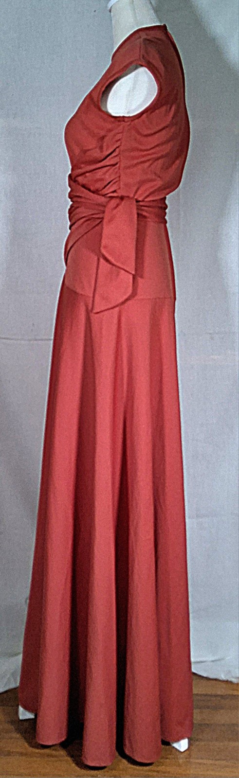 Vintage 70s Unbranded Maxi Terracotta Dress Union Label USA Size SMALL