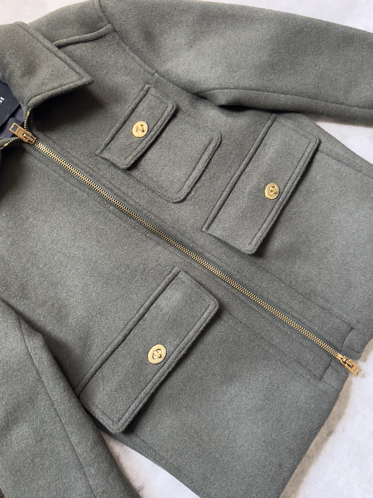 Coach Green Wool Coat Size XS Excellent Condition Pre-Owned Limited Edition Rare