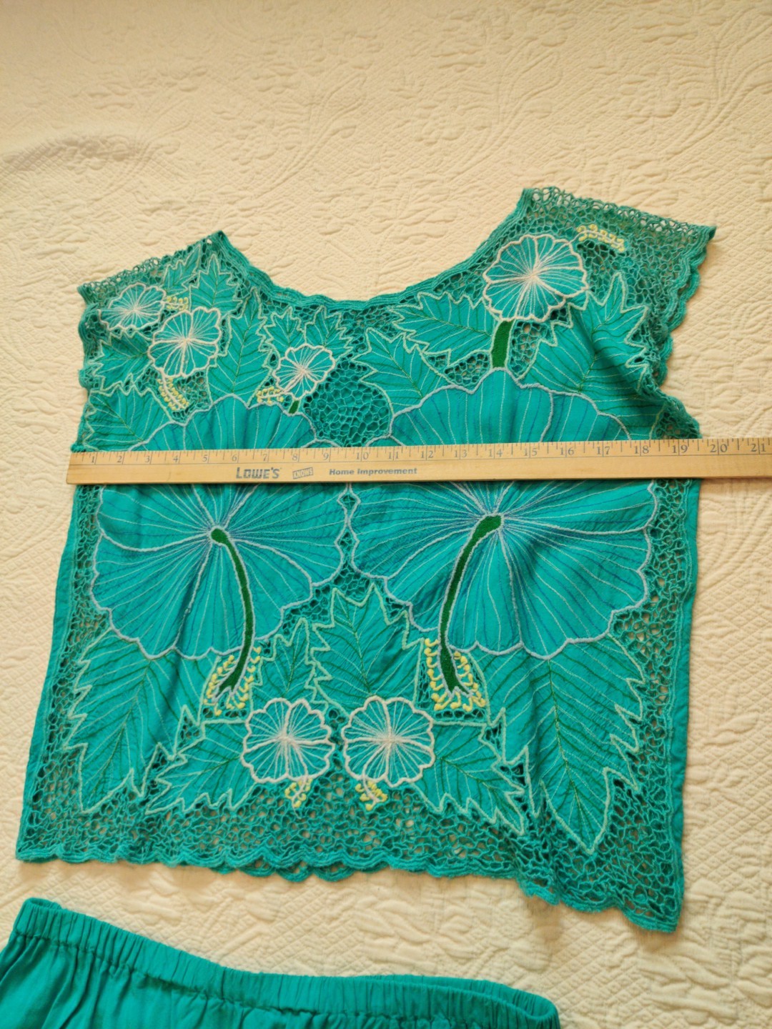 Vintage 90s Floral Cut Lace Top & Skirt Tropical Hawaiian Beach Set