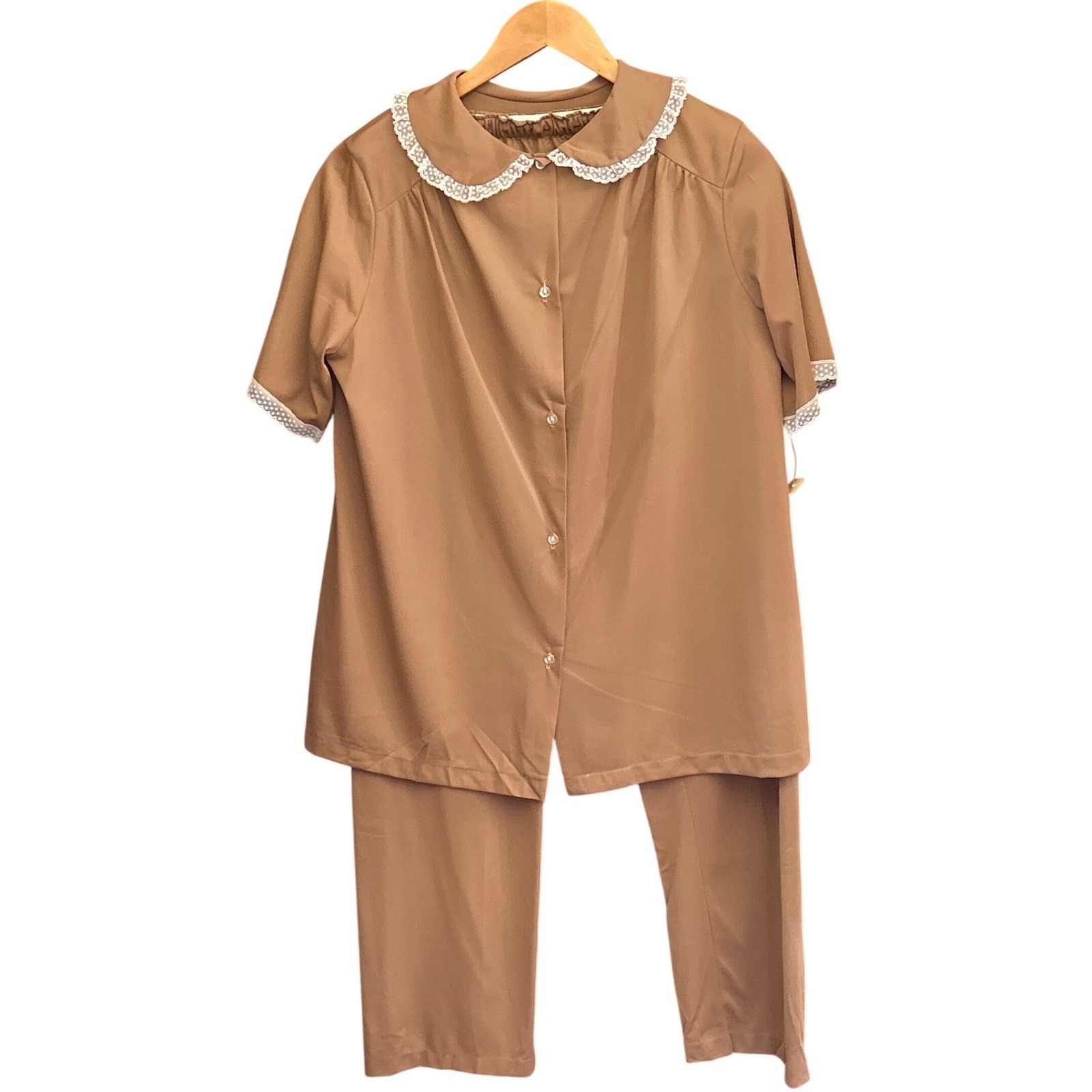 Vintage Dreamaway Mocha Brown Deadstock Pajama Set Coquette Grandmacore Lounge