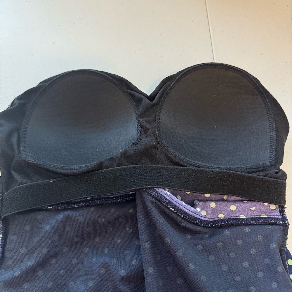 Swimsuits For All Retro Navy and Green Polka Dot One Piece Swimsuit Size 8
