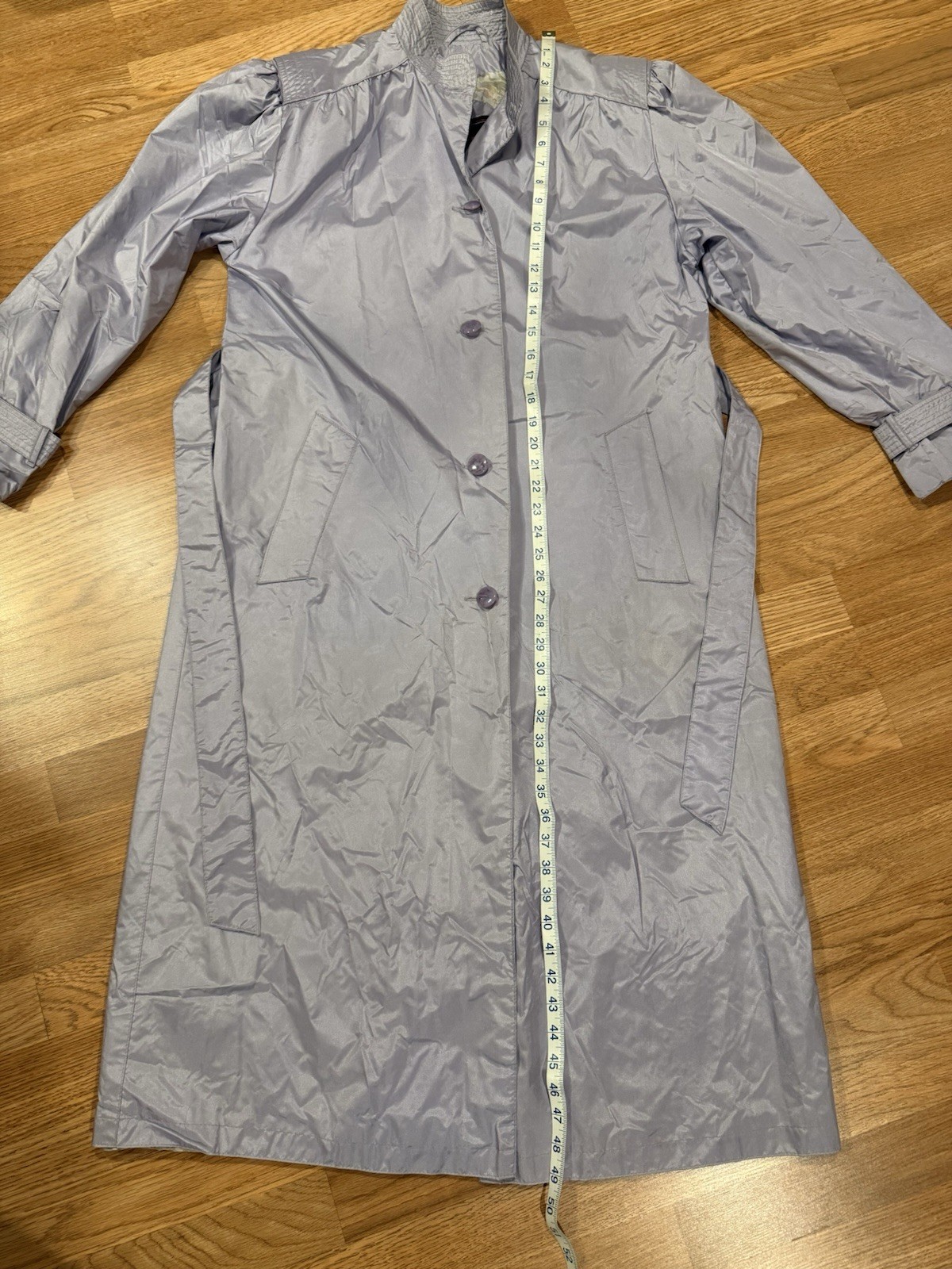 Vintage 80s Trench Coat Lightweight Nylon Women’s Rain Jacket Purple Metallic 10