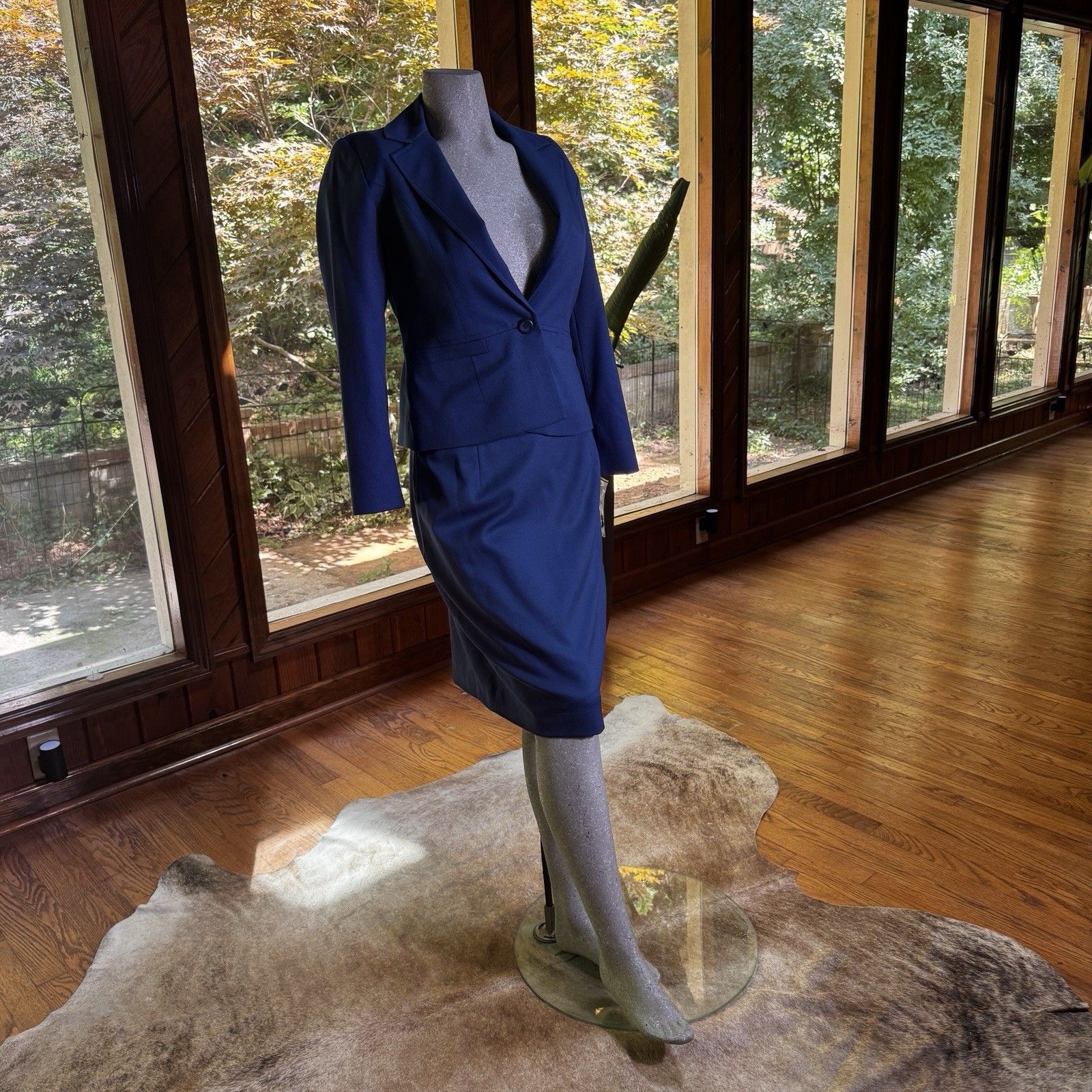 Vintage Pendleton Womens Navy Virgin Wool Skirt Suit Set Size 8 Academia NWT