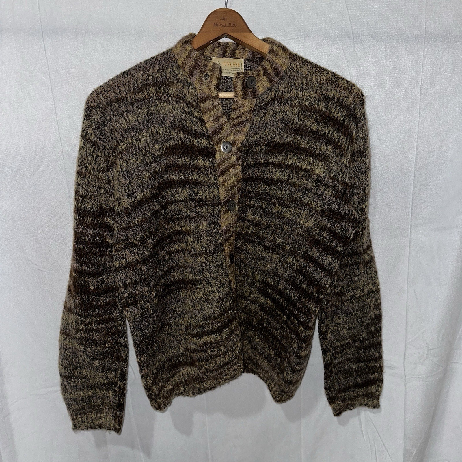 Vintage 1960s Ivyline Boepple Sportswear NYC Mohair Wool 50/50 Cardigan Fits Med