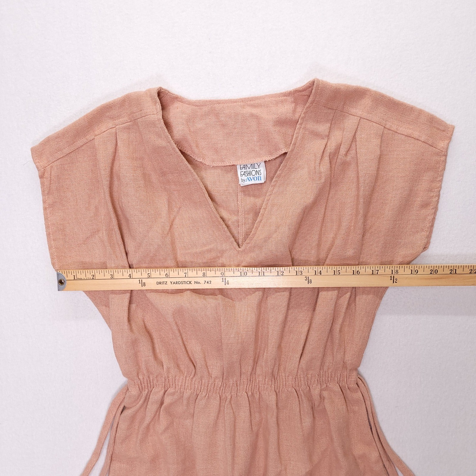 Vintage Family Fashions by Avon Pink V-Neck Elastic Waist Dress Size 11/12 20199