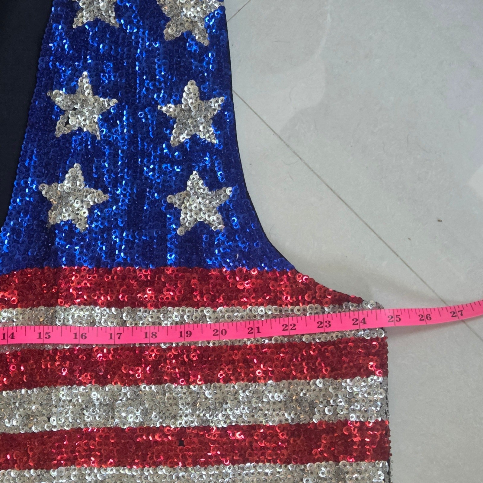 Vintage American Flag Sequin Vest XXL 4th of July Patriotic Stars Stripes USA