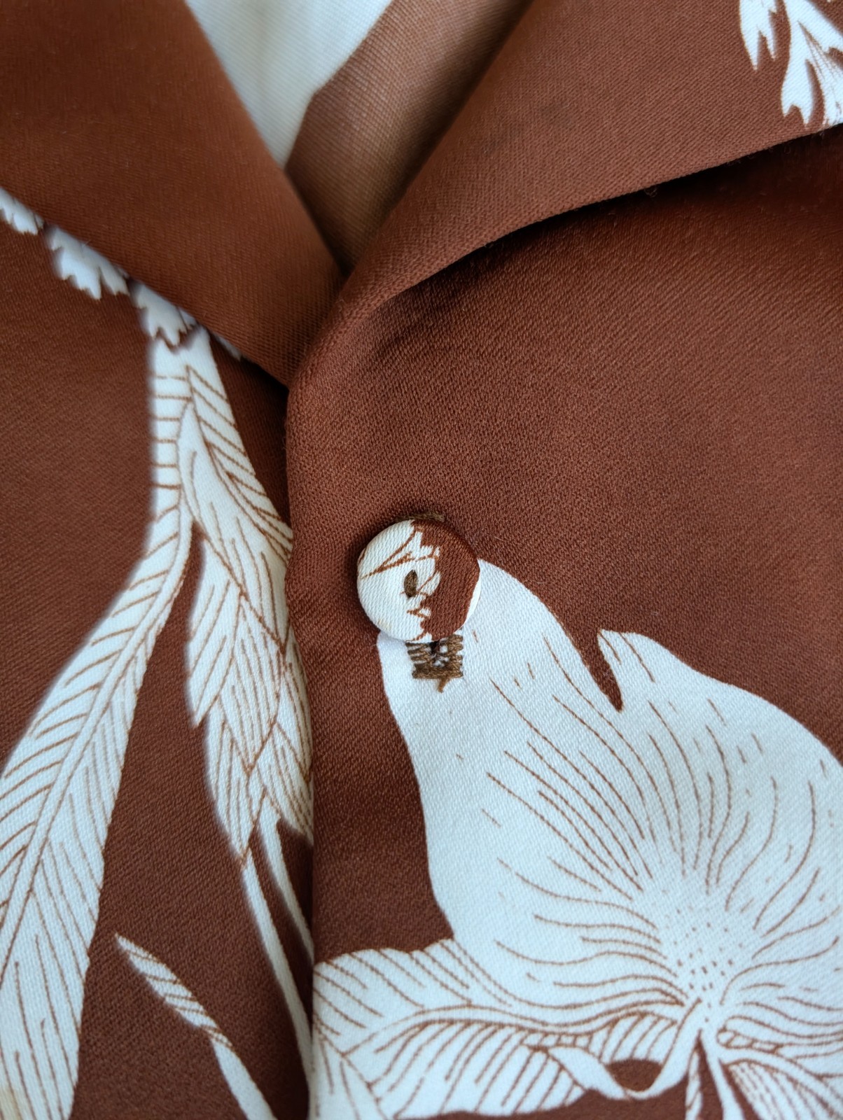 Vintage 70s 80s HAWAII NEI Honolulu Honeymoon Set Brown White Botanical Print 10