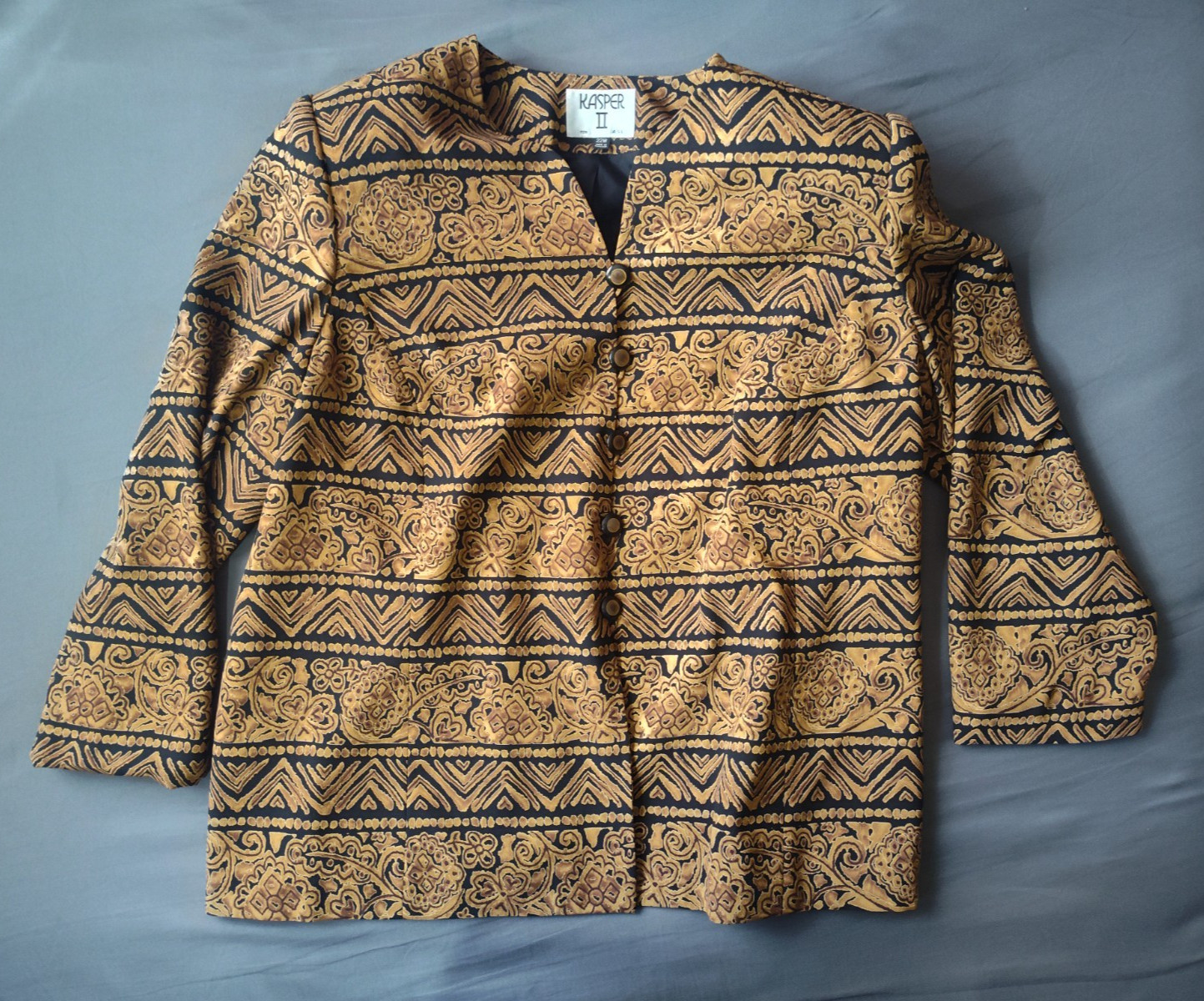 Kasper for ASL | Vintage 80’s/90’s Bronze Tribal Blazer 22 W w Shoulder Pads