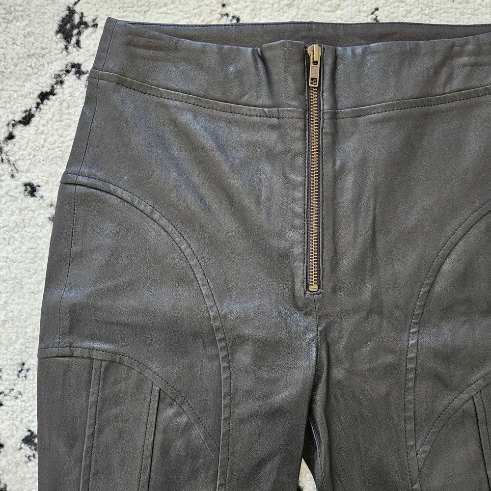 Retrofete Amanda Black Leather Biker Shorts High Waisted Paneled Size Small