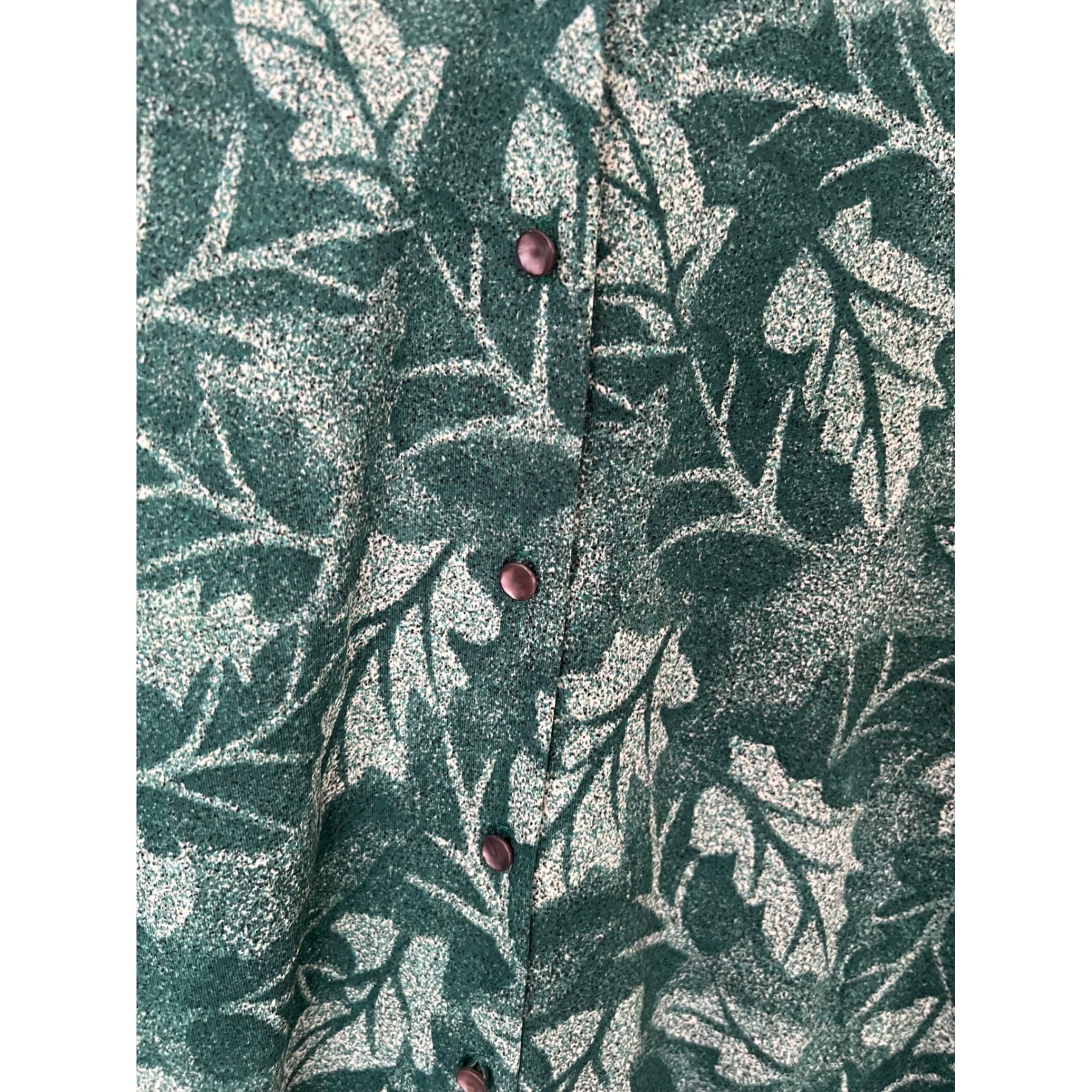 Vintage Graff Californiawear Green Leaf Print Button Front Blouse Long Sleeve