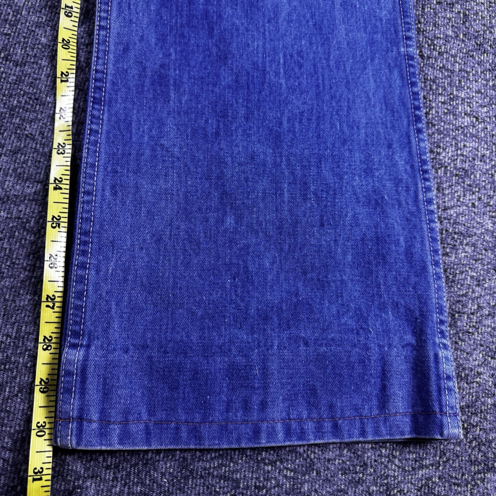 Vintage Wright Bell Bottom Jeans 27×31 High Waist Embroidered Pockets 70s