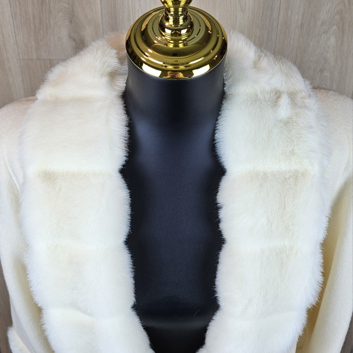 NWT Vtg Monterey Fashions White Faux Fur Wool Long Coat Sz 10 Overcoat Mob Wife