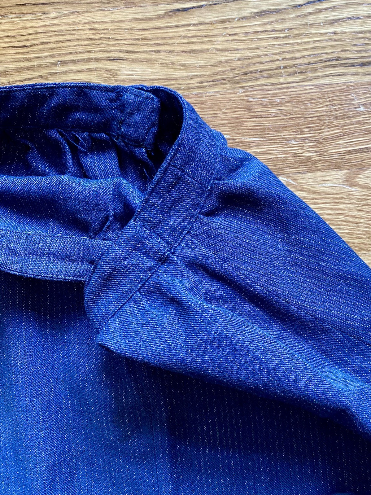 Antique 1800s early 1900s French Indigo Dyed Walking Skirt Chore Petticoat