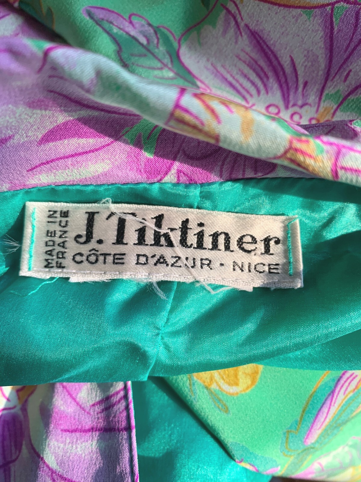 Vintage 70’s Couture J.Tiktiner Silk Floral Blazer 12-14 Made in France