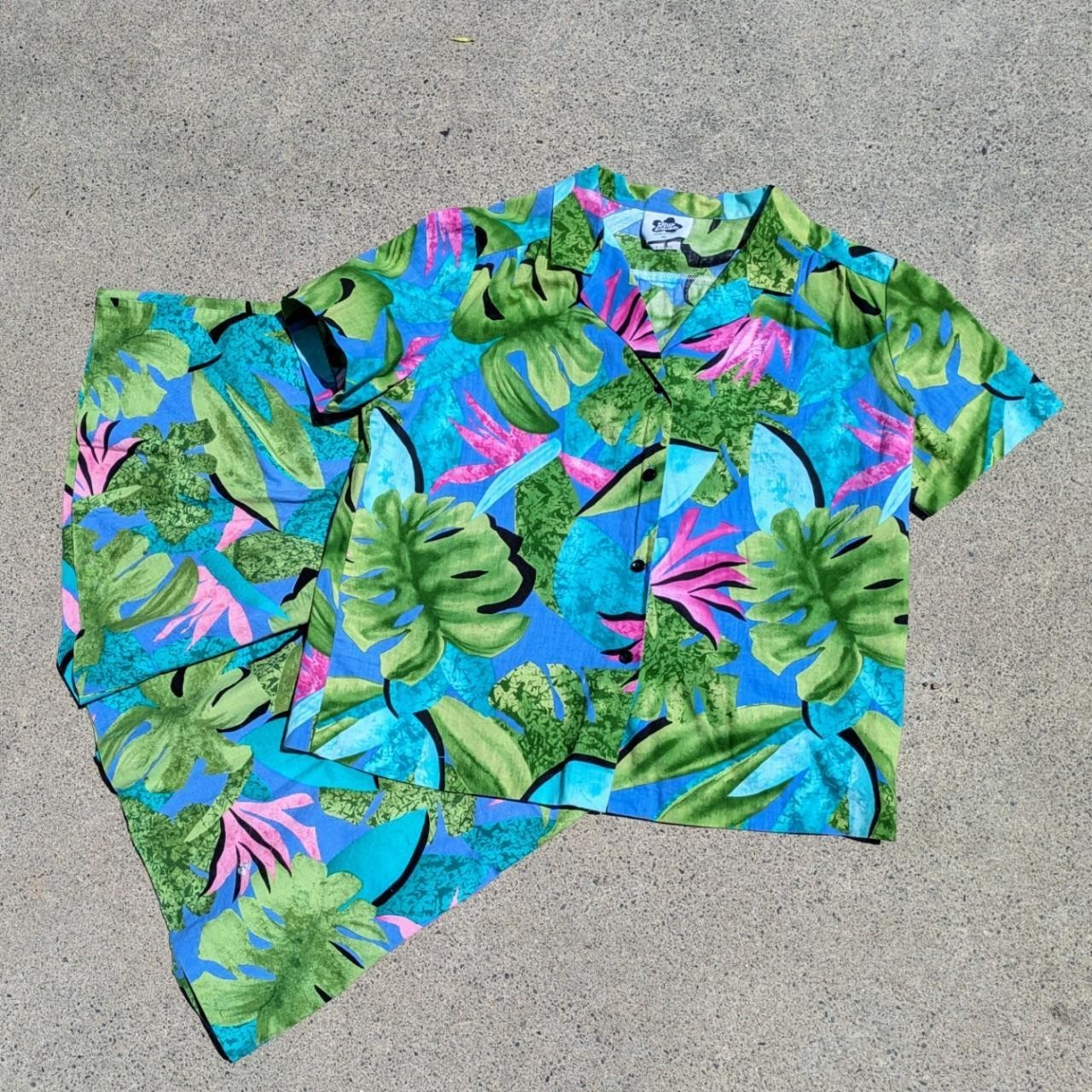 Vintage 1980s Retro Hilo Hattie Hawaiian Aloha 2 Piece Jumpsuit Set size XL