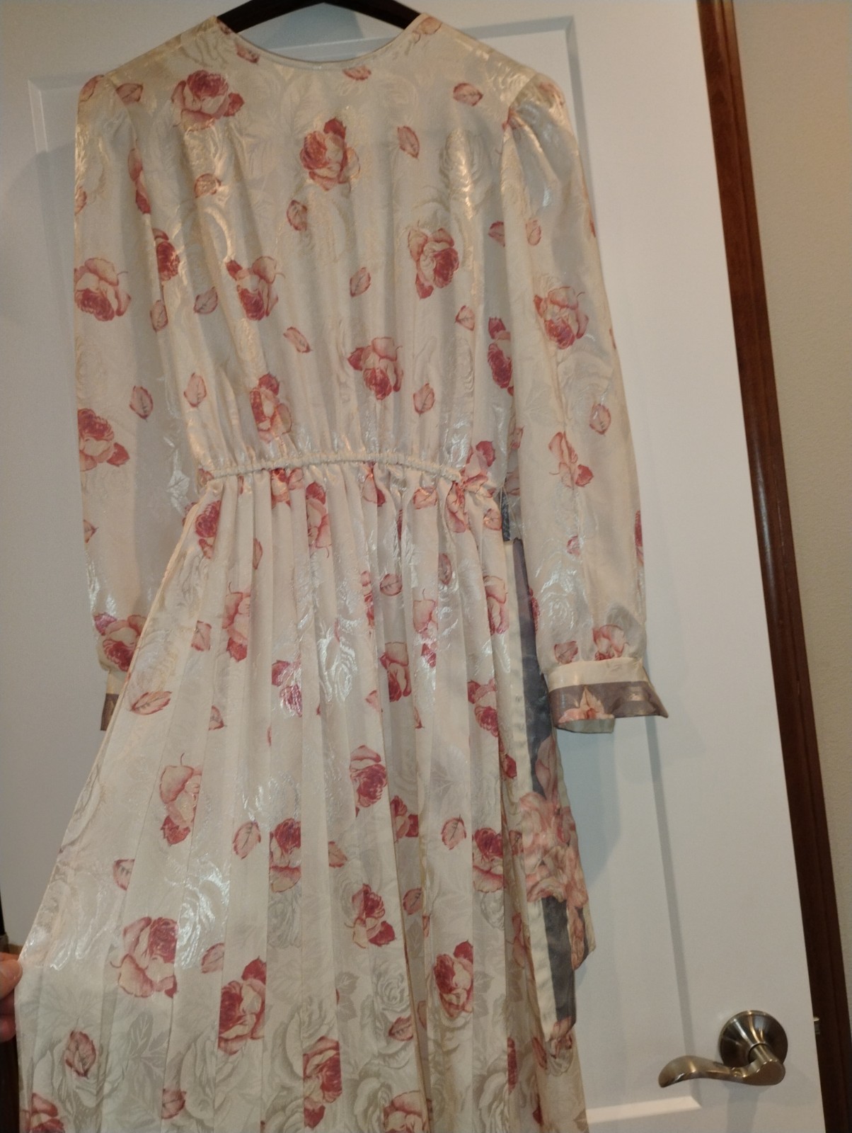 Vintage Mavinette Women’s Dress Size 8 Roses Cinched Waist Pleated Skirt 1980s