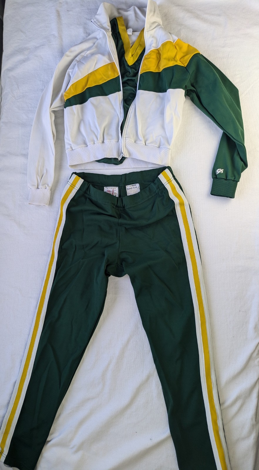 Vintage 80’s Dance Suit And Jogger Suit S/M Green White Yellow