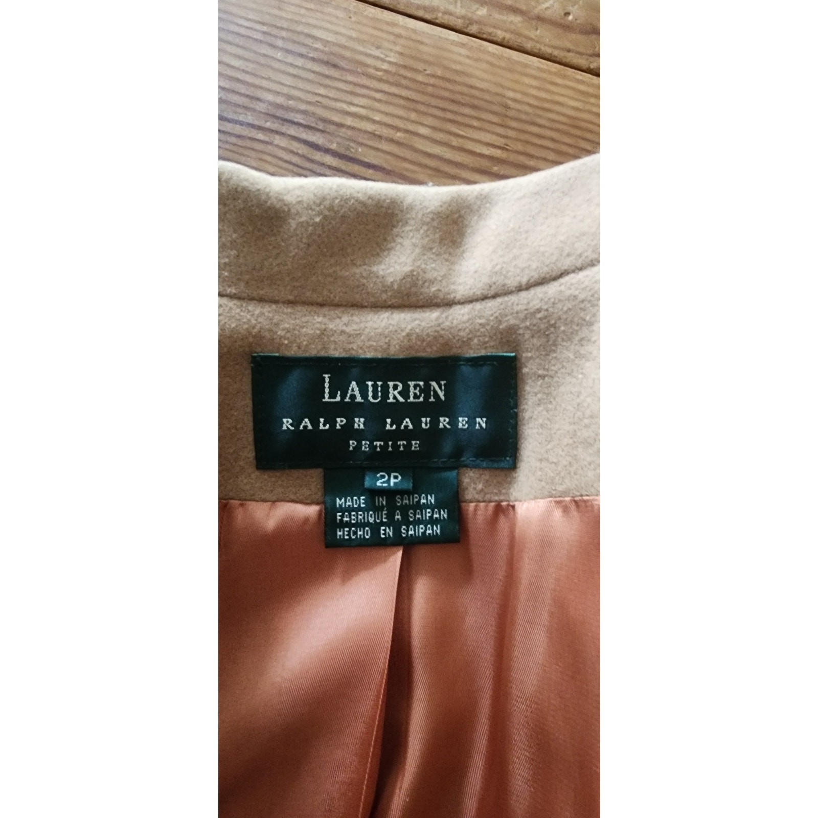VTG 1990s Lauren Ralph Lauren Camel Wool Blazer Beige Riding Jacket Saipan 2P