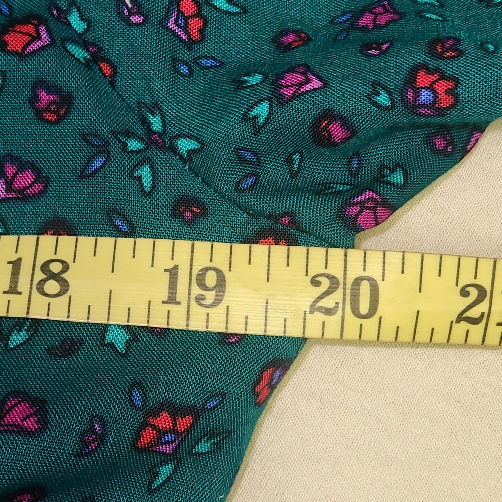 Claude Vintage Fun Floral Button Down Blouse Green Pink 80s Women’s USA 16